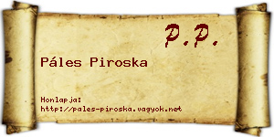 Páles Piroska névjegykártya